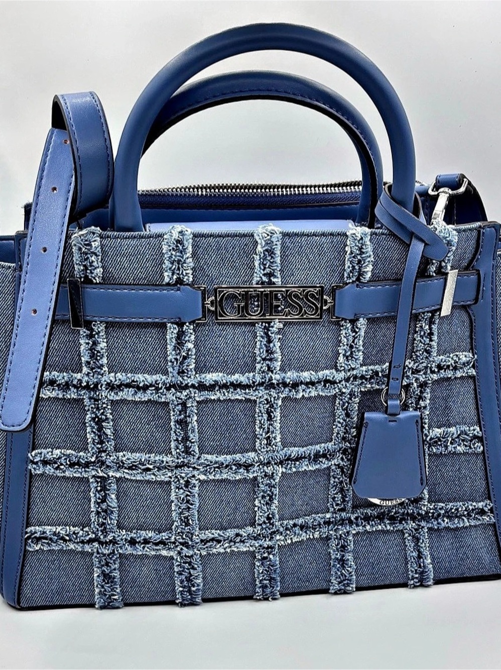 GUESS Nikolai Denim Satchel Blue